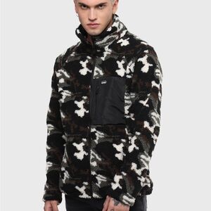 Linderbergh White Men's Camouflage Fleece Jacket